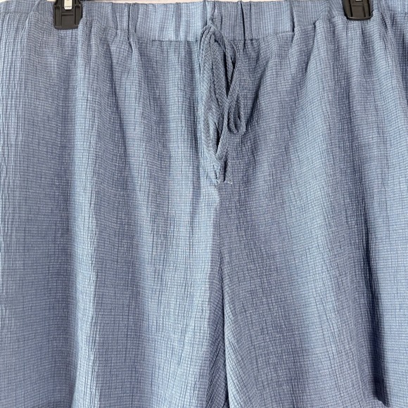 Womens 5XL Blue Crinkle Textured Button Down Shirt Shorts Set Relaxed Vacation - Picture 10 of 10